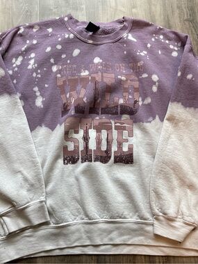 Washed Purple and Cream 'Wild Side' Graphic Sweatshirt